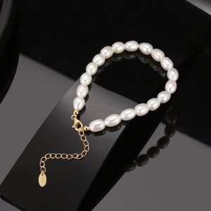 925 Sterling Silver Baroque Pearl Bracelet 100500001