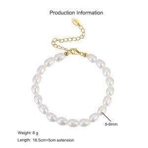 925 Sterling Silver Baroque Pearl Bracelet 100500001