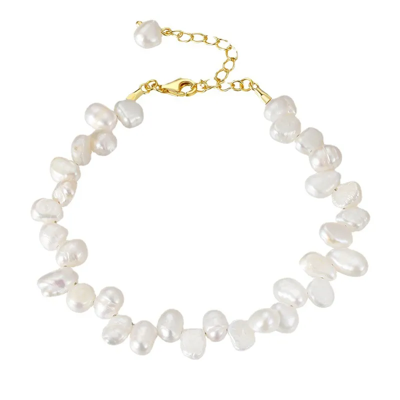 925 Sterling Silver Baroque Freshwater Pearl Bracelet 100500002