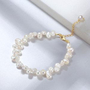 925 Sterling Silver Baroque Freshwater Pearl Bracelet 100500002