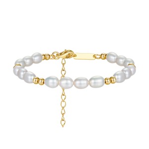925 Sterling Silver Baroque Pearl Bead Bracelet 100500004 925 Sterling Silver Baroque Pearl Bead Bracelet 100500004