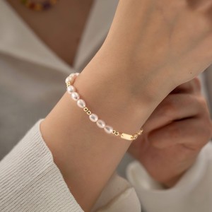 925 Sterling Silver Baroque Pearl Bead Bracelet 100500004 925 Sterling Silver Baroque Pearl Bead Bracelet 100500004