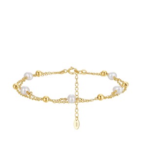 925 Sterling Silver Double-Layer Baroque Pearl Bracelet 100500005