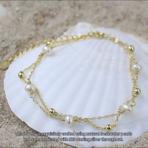 925 Sterling Silver Double-Layer Baroque Pearl Bracelet 100500005