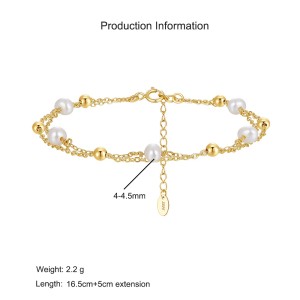 925 Sterling Silver Double-Layer Baroque Pearl Bracelet 100500005