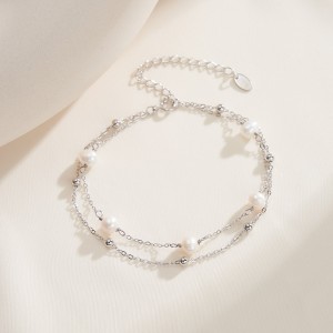 925 Sterling Silver Double-Layer Baroque Pearl Bracelet 100500005