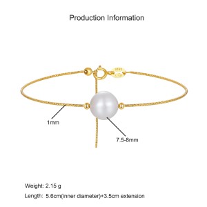 925 Sterling Silver Freshwater Pearl Bracelet 100500007 925 Sterling Silver Freshwater Pearl Bracelet 100500007