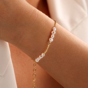 925 Sterling Silver Pearl Cube Bracelet 100500013
