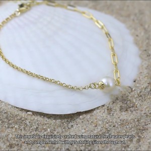 925 Sterling Silver Paperclip Box Chain Pearl Bracelet 100500014