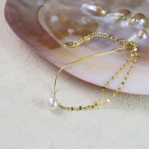 925 Sterling Silver Multi-Chain Pearl Bracelet 100500015