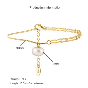 925 Sterling Silver Multi-Chain Pearl Bracelet 100500015