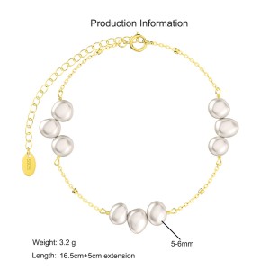 925 Sterling Silver Baroque Freshwater Pearl Bracelet 100500016