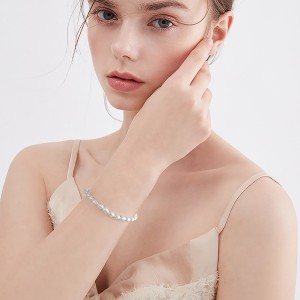 925 Sterling Silver Baroque Pearl Bracelet 100500017