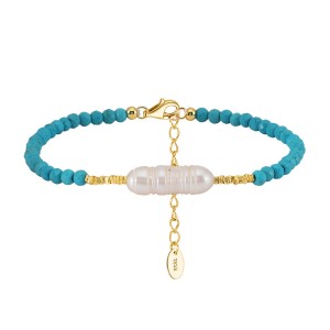 925 Sterling Silver Baroque Pearl Turquoise Bracelet 100500026 925 Sterling Silver Baroque Pearl Turquoise Bracelet 100500026