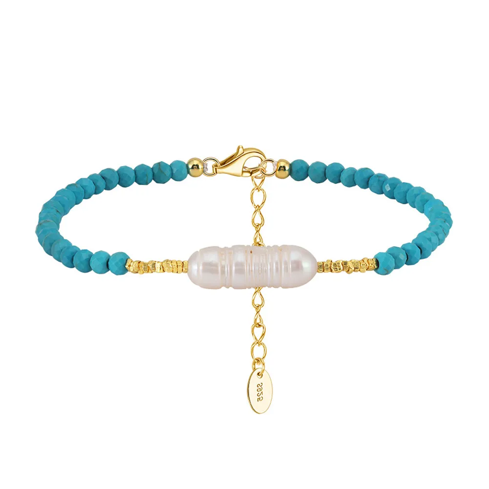 925 Sterling Silver Baroque Pearl Turquoise Bracelet 100500026 925 Sterling Silver Baroque Pearl Turquoise Bracelet 100500026