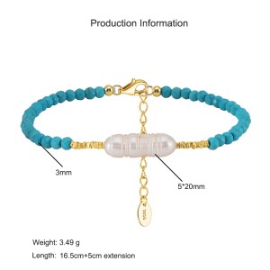 925 Sterling Silver Baroque Pearl Turquoise Bracelet 100500026 925 Sterling Silver Baroque Pearl Turquoise Bracelet 100500026