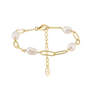 925 Sterling Silver Paperclip Pearl Bracelet 100500028 925 Sterling Silver Paperclip Pearl Bracelet 100500028