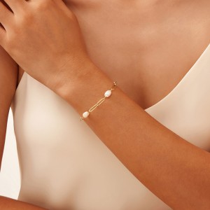 925 Sterling Silver Paperclip Pearl Bracelet 100500028 925 Sterling Silver Paperclip Pearl Bracelet 100500028