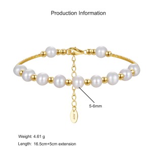 925 Sterling Silver Adjustable Pearl Bracelet 100500029 925 Sterling Silver Adjustable Pearl Bracelet 100500029