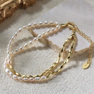 925 Sterling Silver Double-Layer Pearl Bracelet 100500035 925 Sterling Silver Double-Layer Pearl Bracelet 100500035
