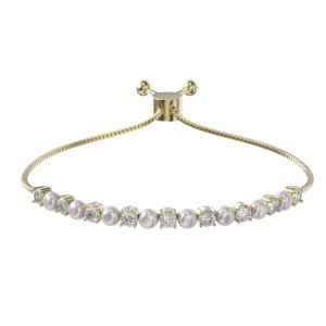 925 Sterling Silver Cubic Zirconia Pearl Bracelet 100500037