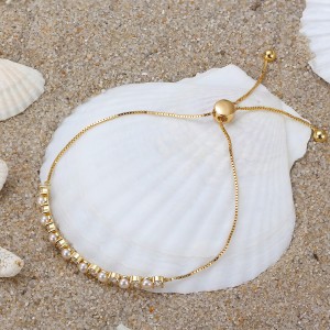 925 Sterling Silver Cubic Zirconia Pearl Bracelet 100500037