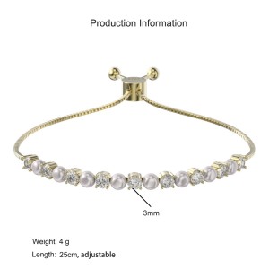 925 Sterling Silver Cubic Zirconia Pearl Bracelet 100500037