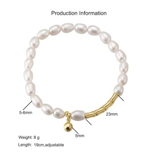 925 Sterling Silver Baroque Pearl Bell Bracelet 100500039 925 Sterling Silver Baroque Pearl Bell Bracelet 100500039