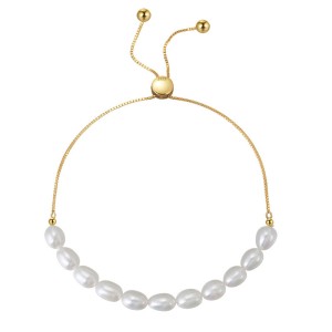 925 Sterling Silver Adjustable Pearl Bracelet 100500040 925 Sterling Silver Adjustable Pearl Bracelet 100500040
