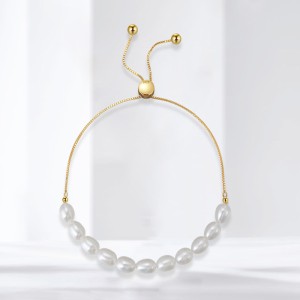 925 Sterling Silver Adjustable Pearl Bracelet 100500040 925 Sterling Silver Adjustable Pearl Bracelet 100500040