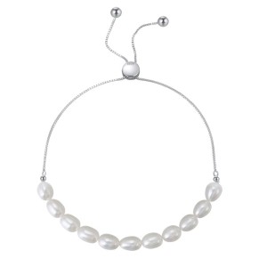 925 Sterling Silver Adjustable Pearl Bracelet 100500040 925 Sterling Silver Adjustable Pearl Bracelet 100500040