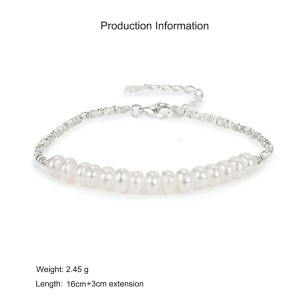 925 Silver Freshwater Pearl Vintage Bracelet 100500044