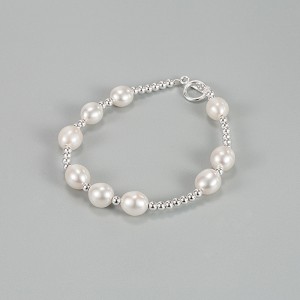925 Sterling Silver Baroque Freshwater Pearl Beaded Bracelet 100500045 925 Sterling Silver Baroque Freshwater Pearl Beaded Bracelet 100500045