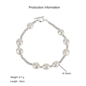 925 Sterling Silver Baroque Freshwater Pearl Beaded Bracelet 100500045 925 Sterling Silver Baroque Freshwater Pearl Beaded Bracelet 100500045