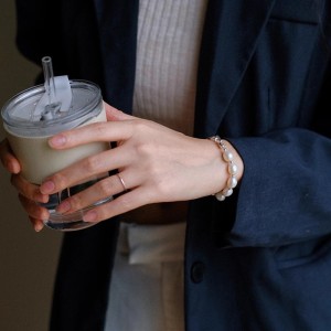 925 Sterling Silver Freshwater Pearl Half Bangle Bracelet 100500046