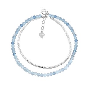 925 Sterling Silver Aquamarine Fresh Water Pearl Bracelet 100500047