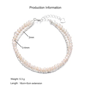 925 Sterling Silver Aquamarine Fresh Water Pearl Bracelet 100500047