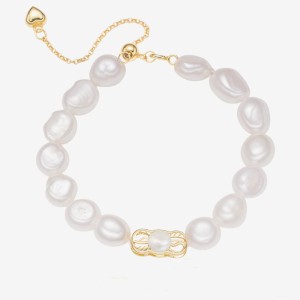 925 Sterling Silver Baroque Freshwater Pearl Bracelet 100500050