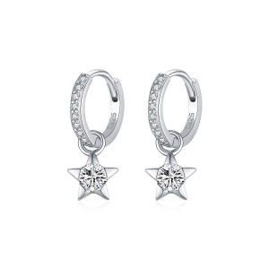 S925 Star Moissanite Hoop Dangle Earring 110100003