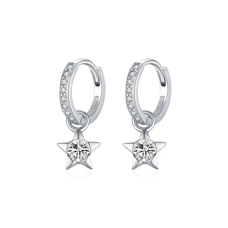 S925 Star Moissanite Hoop Dangle Earring 110100003
