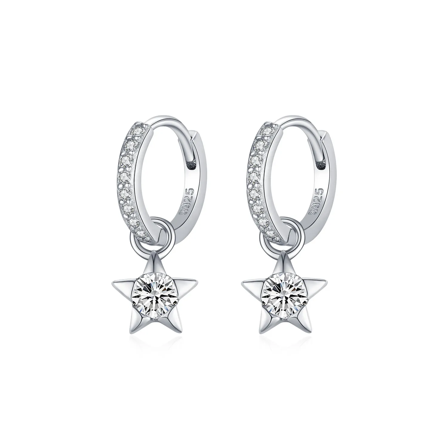 S925 Star Moissanite Hoop Dangle Earring 110100003