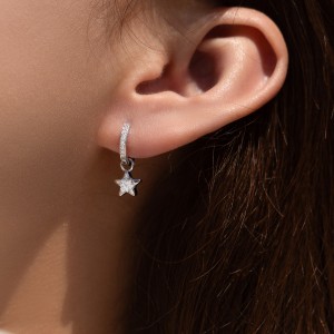 S925 Star Moissanite Hoop Dangle Earring 110100003