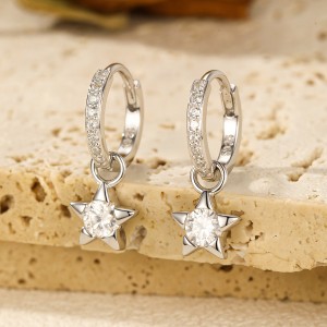 S925 Star Moissanite Hoop Dangle Earring 110100003