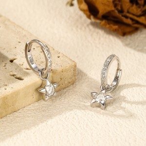 S925 Star Moissanite Hoop Dangle Earring 110100003