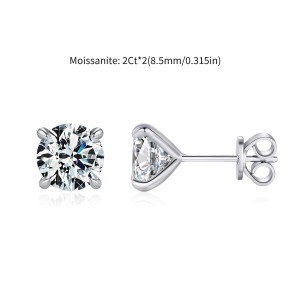 925 Sterling Silver Moissanite Stud Earring 110100006