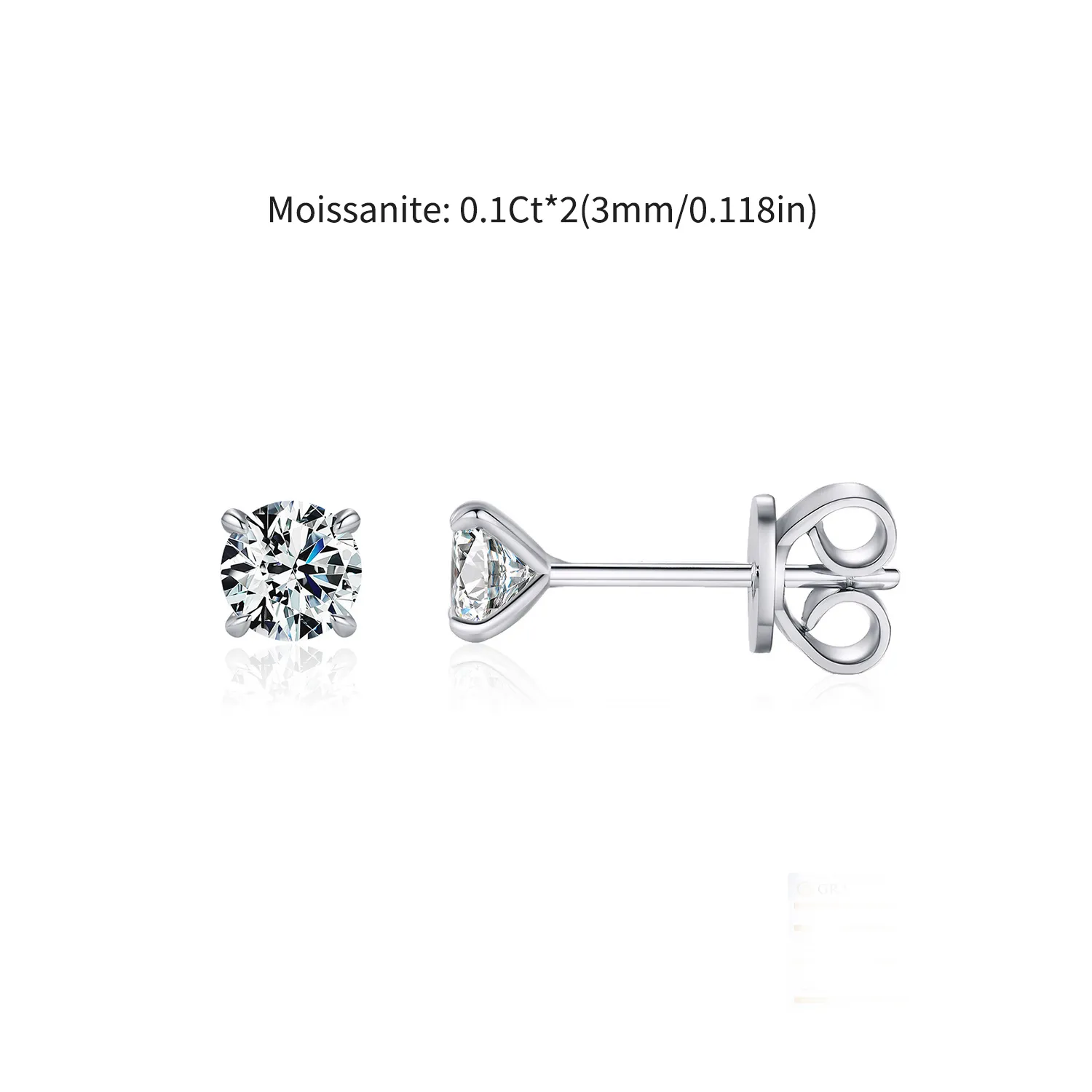 925 Sterling Silver Moissanite Stud Earring 110100006
