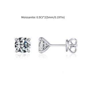 925 Sterling Silver Moissanite Stud Earring 110100006