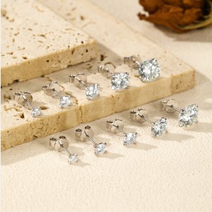 925 Sterling Silver Moissanite Stud Earring 110100006