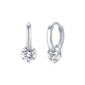 925 Sterling Silver Moissanite Hoop Earring 110100007