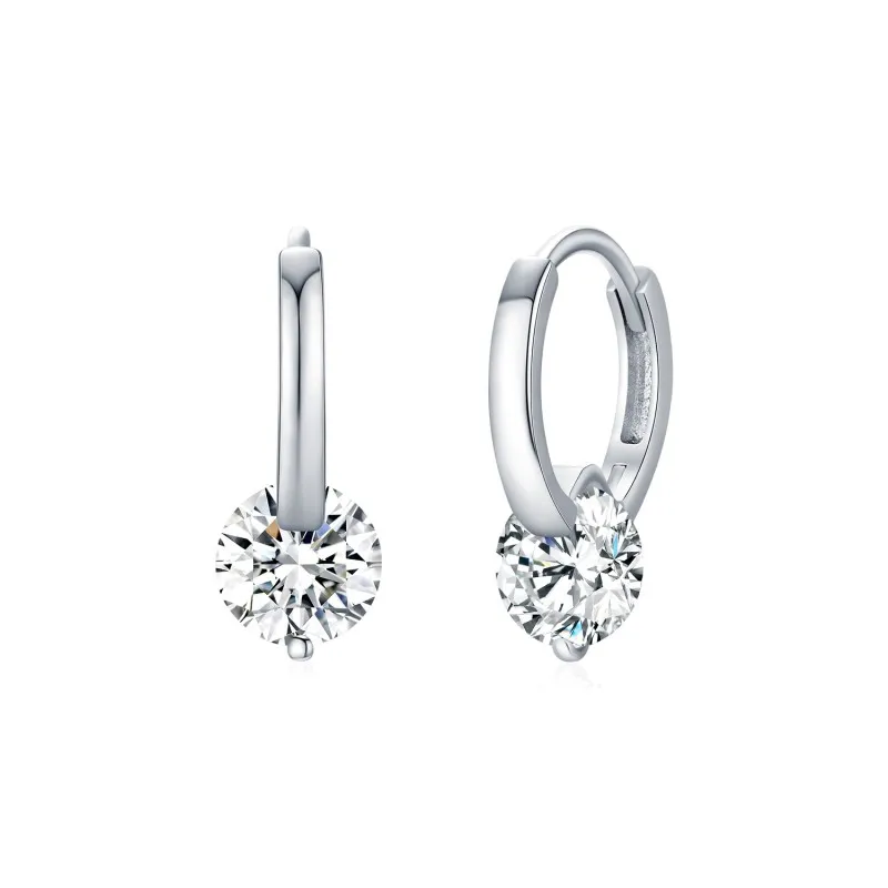 925 Sterling Silver Moissanite Hoop Earring 110100007